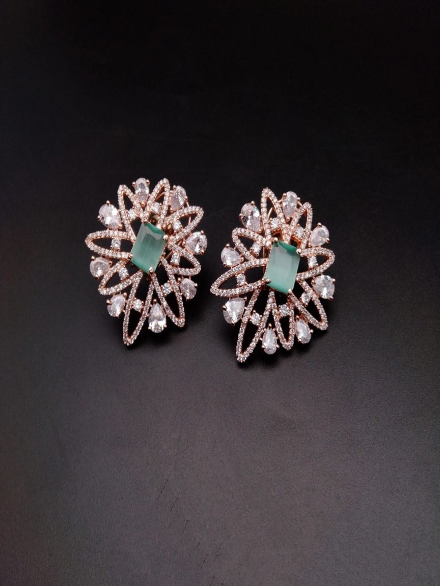 EARRINGS IN AMERICAN DIAMOND JEWELLERY STYLE | DESIGN - 41285
