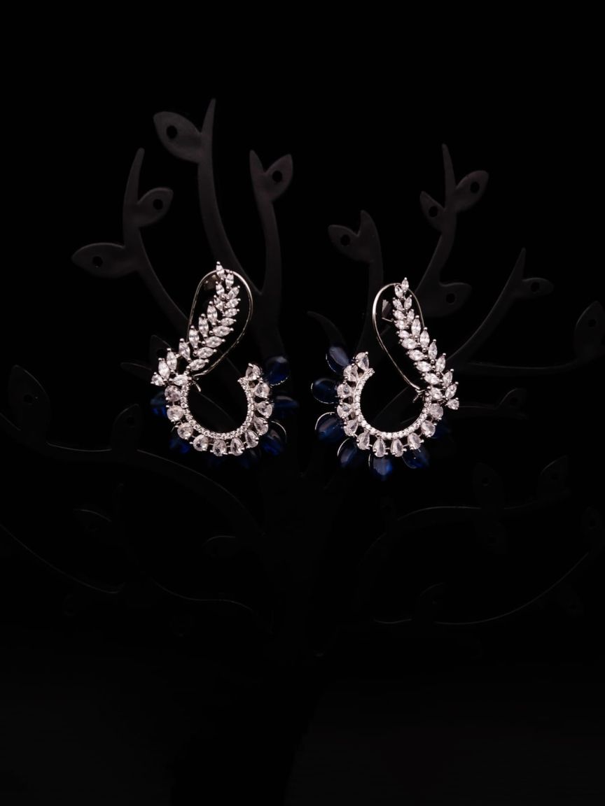 EARRINGS IN AMERICAN DIAMOND JEWELLERY STYLE | DESIGN - 41286