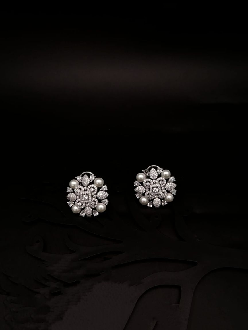 EARRINGS IN AMERICAN DIAMOND JEWELLERY STYLE | DESIGN - 41289