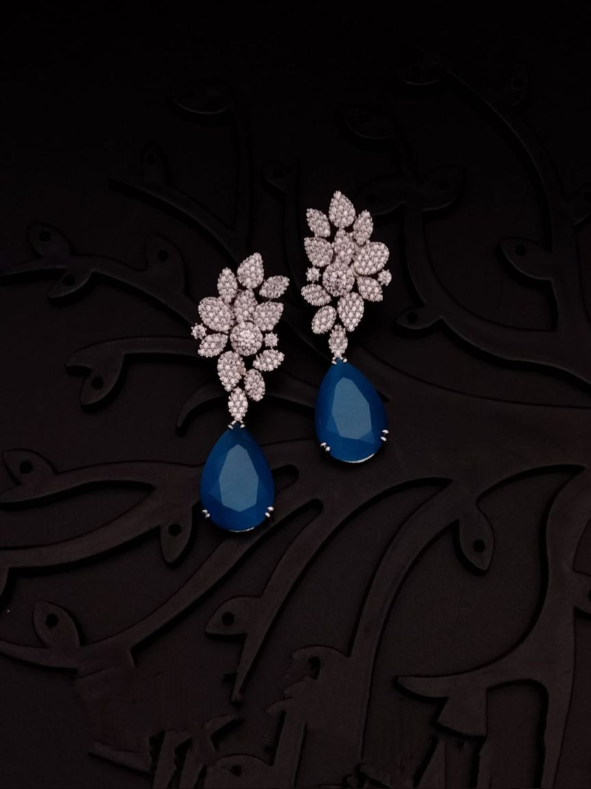 EARRINGS IN AMERICAN DIAMOND JEWELLERY STYLE | DESIGN - 41290