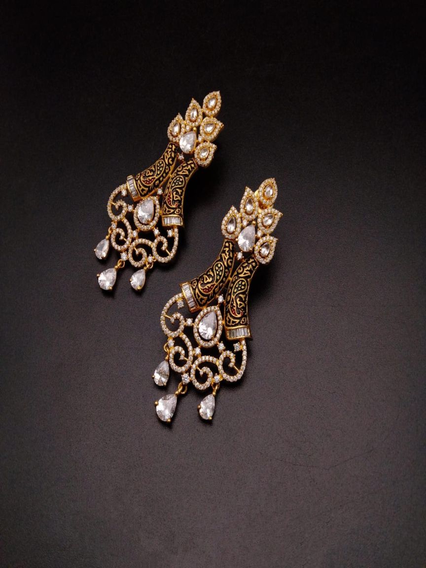 EARRINGS IN AMERICAN DIAMOND JEWELLERY STYLE | DESIGN - 41299
