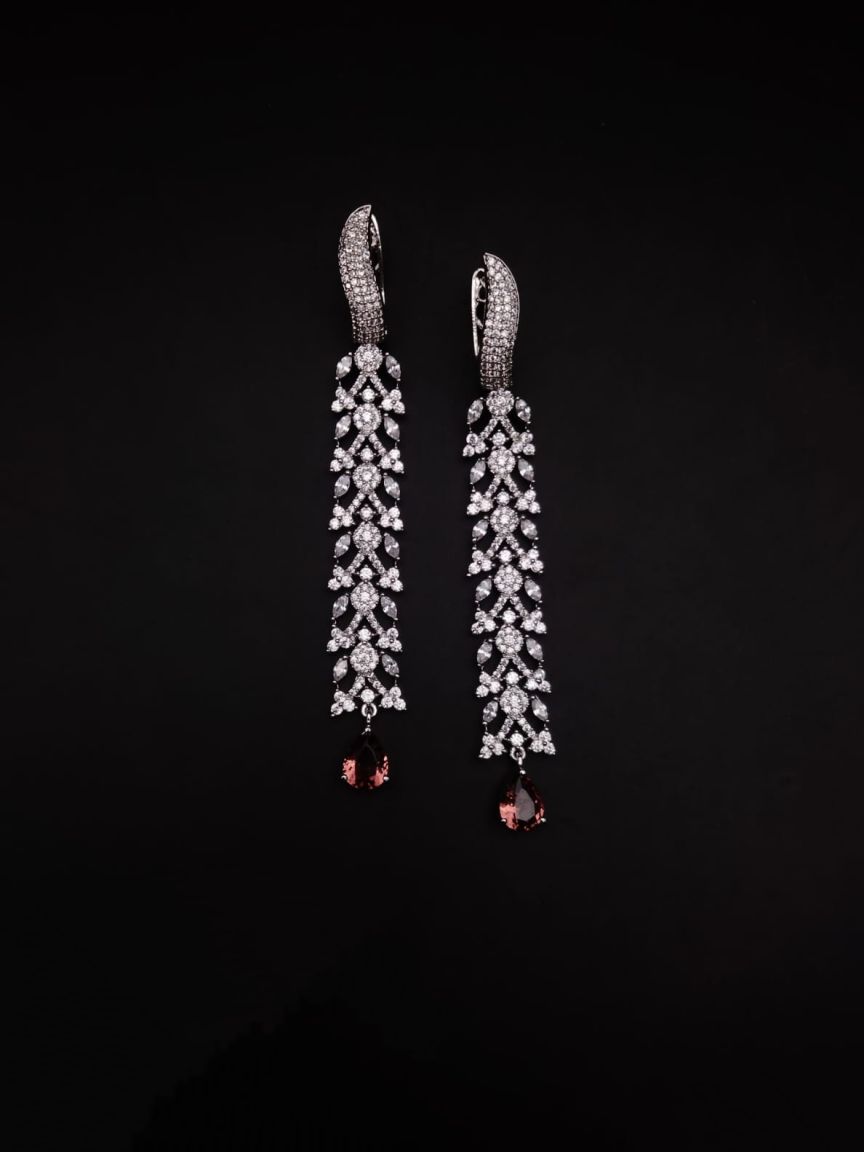 EARRINGS IN AMERICAN DIAMOND JEWELLERY STYLE | DESIGN - 41301