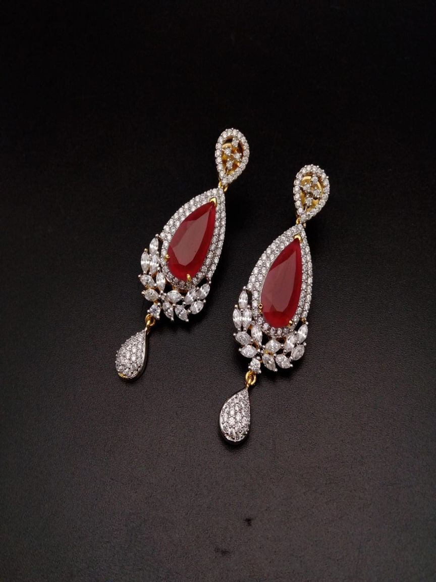EARRINGS IN AMERICAN DIAMOND JEWELLERY STYLE | DESIGN - 41316