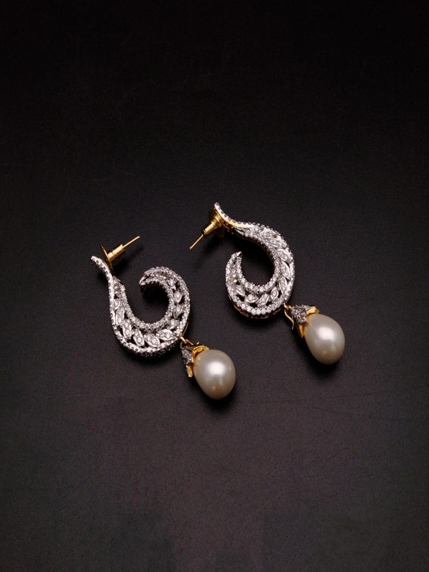 EARRINGS IN AMERICAN DIAMOND JEWELLERY STYLE | DESIGN - 41327