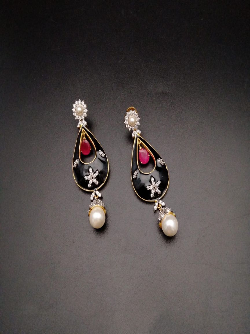 EARRINGS IN AMERICAN DIAMOND JEWELLERY STYLE | DESIGN - 41328