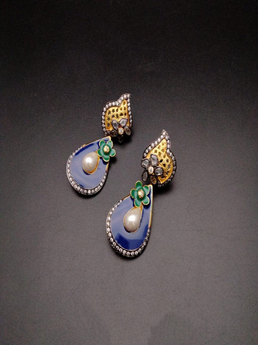EARRINGS IN AMERICAN DIAMOND JEWELLERY STYLE | DESIGN - 41335