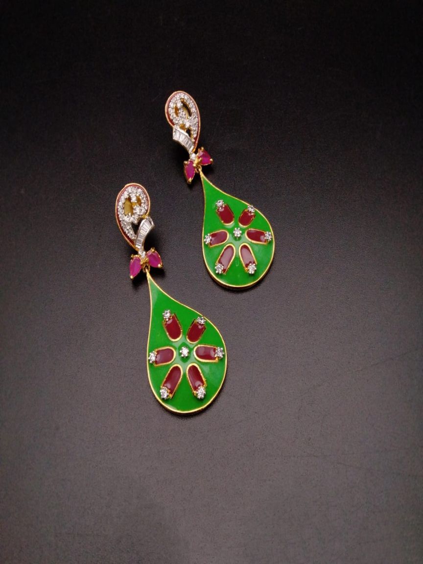 EARRINGS IN AMERICAN DIAMOND JEWELLERY STYLE | DESIGN - 41336