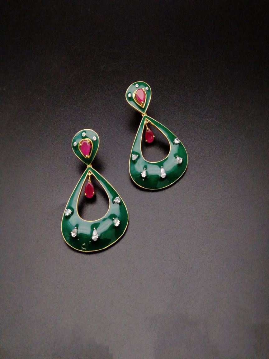 EARRINGS IN AMERICAN DIAMOND JEWELLERY STYLE | DESIGN - 41338