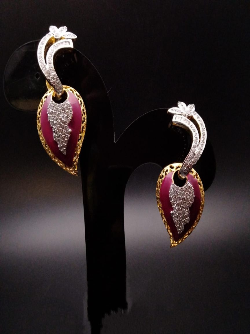 EARRINGS IN AMERICAN DIAMOND JEWELLERY STYLE | DESIGN - 41339
