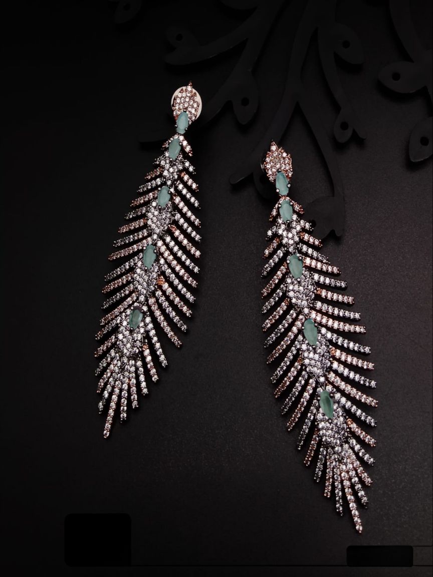 EARRINGS IN AMERICAN DIAMOND JEWELLERY STYLE | DESIGN - 41349