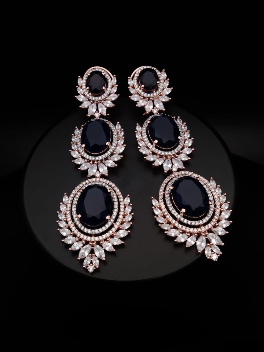 EARRINGS IN AMERICAN DIAMOND JEWELLERY STYLE | DESIGN - 41353