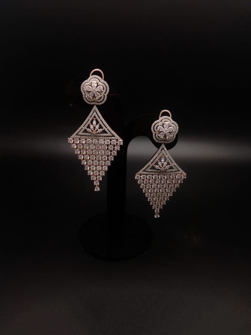 EARRINGS IN AMERICAN DIAMOND JEWELLERY STYLE | DESIGN - 41363
