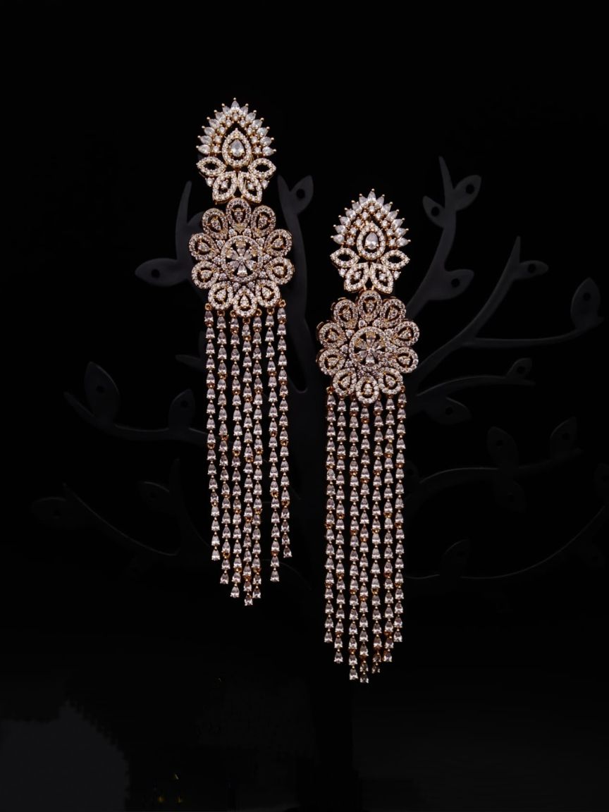 EARRINGS IN AMERICAN DIAMOND JEWELLERY STYLE | DESIGN - 41364