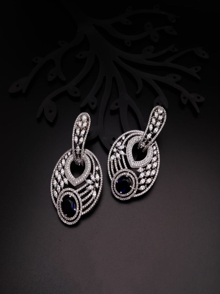 EARRINGS IN AMERICAN DIAMOND JEWELLERY STYLE | DESIGN - 41367