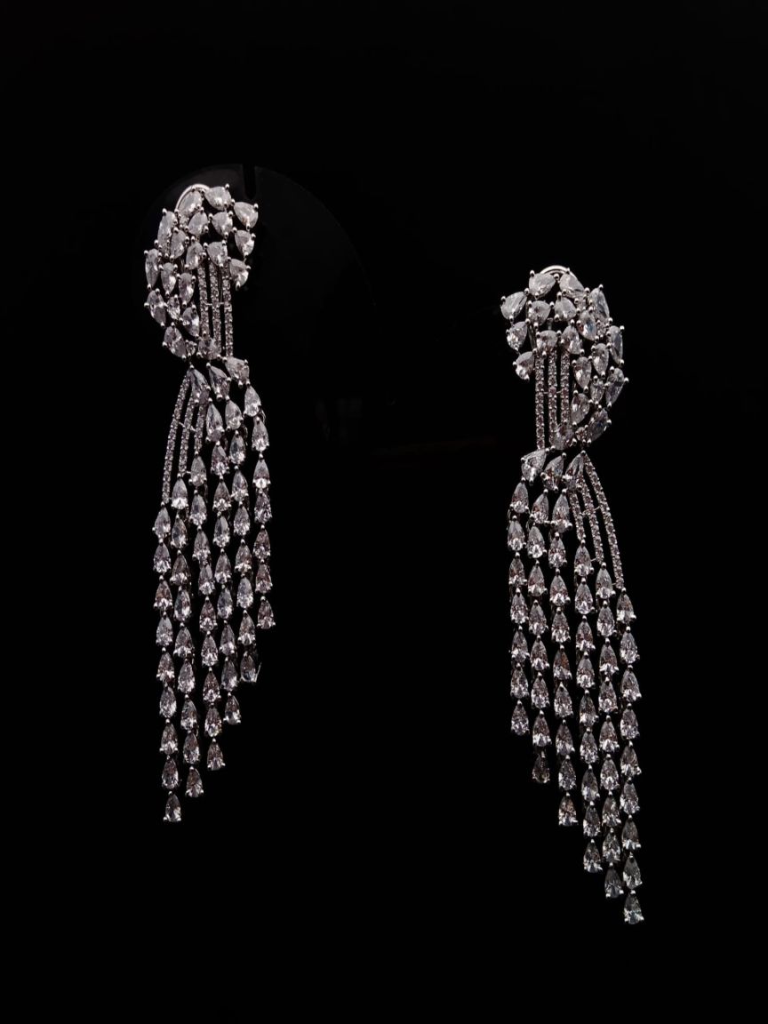 EARRINGS IN AMERICAN DIAMOND JEWELLERY STYLE | DESIGN - 41368
