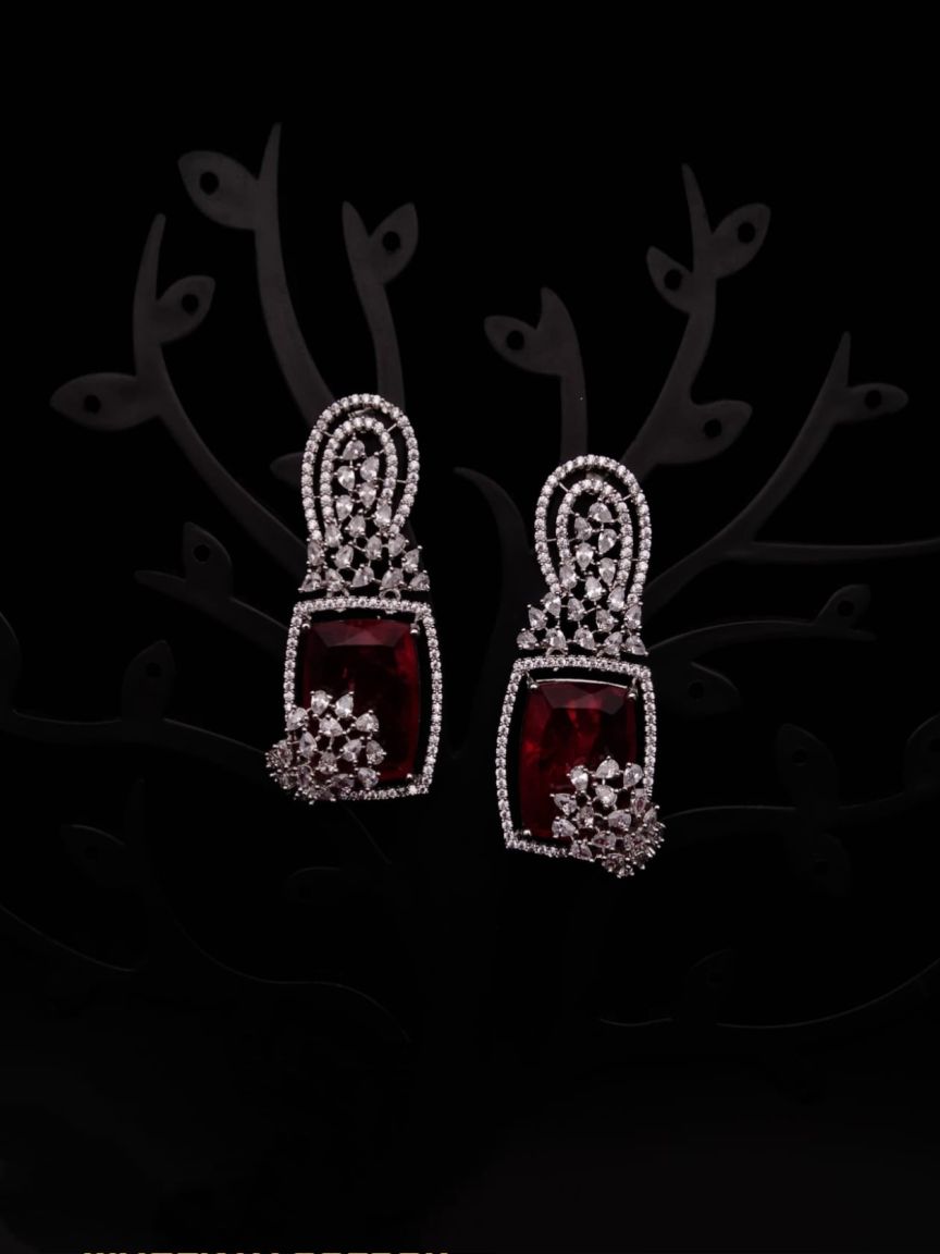 EARRINGS IN AMERICAN DIAMOND JEWELLERY STYLE | DESIGN - 41370