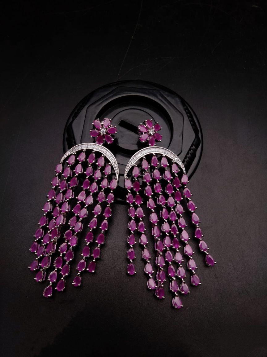EARRINGS IN AMERICAN DIAMOND JEWELLERY STYLE | DESIGN - 41380