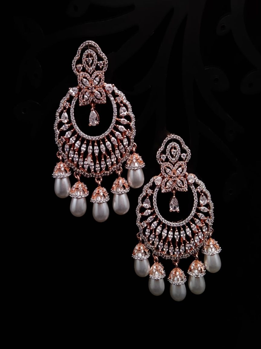 EARRINGS IN AMERICAN DIAMOND JEWELLERY STYLE | DESIGN - 41382