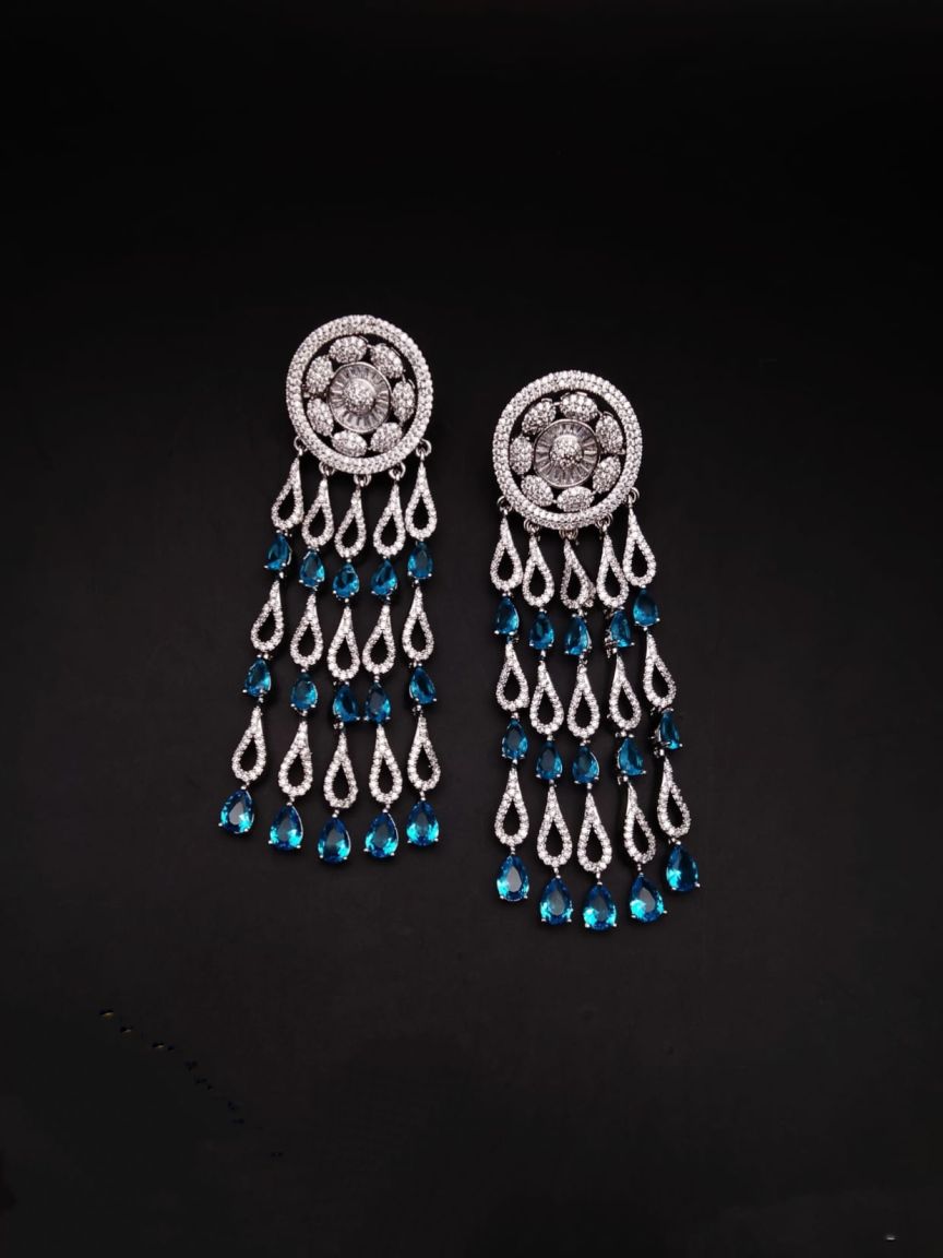 EARRINGS IN AMERICAN DIAMOND JEWELLERY STYLE | DESIGN - 41385