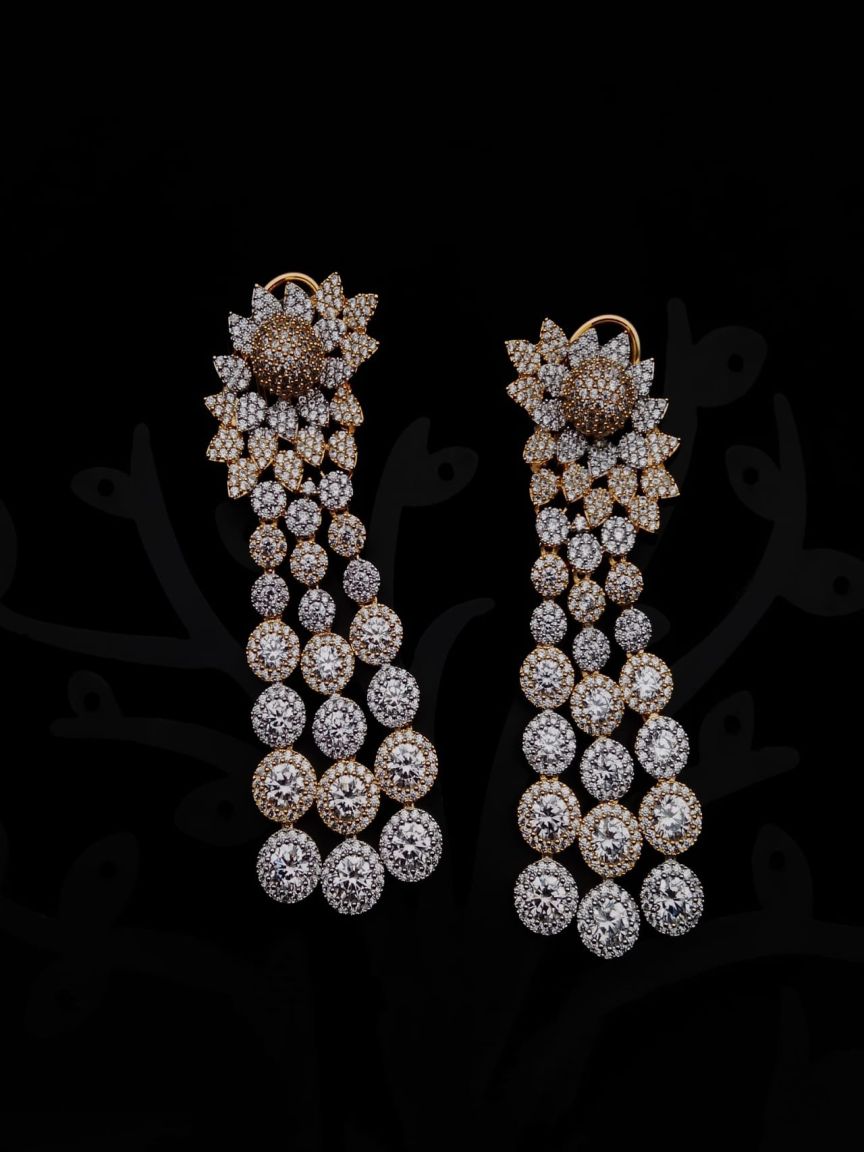 EARRINGS IN AMERICAN DIAMOND JEWELLERY STYLE | DESIGN - 41386