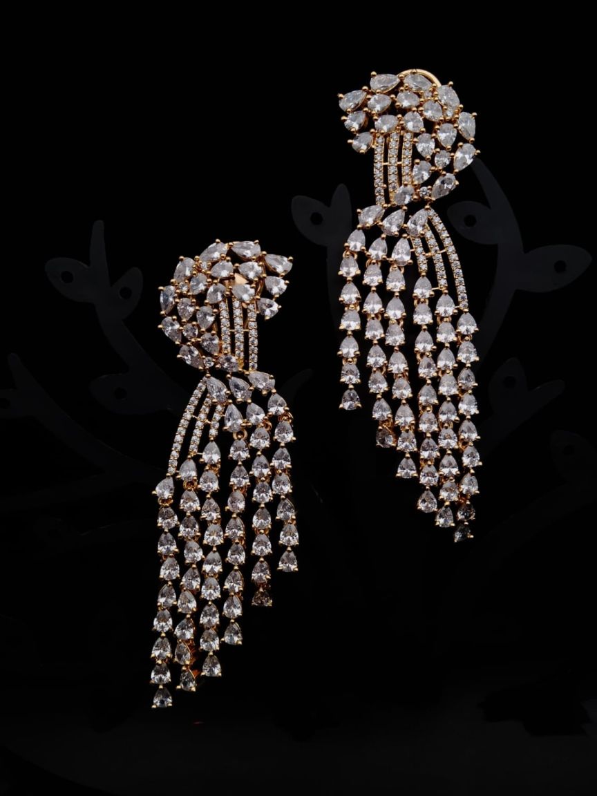 EARRINGS IN AMERICAN DIAMOND JEWELLERY STYLE | DESIGN - 41387