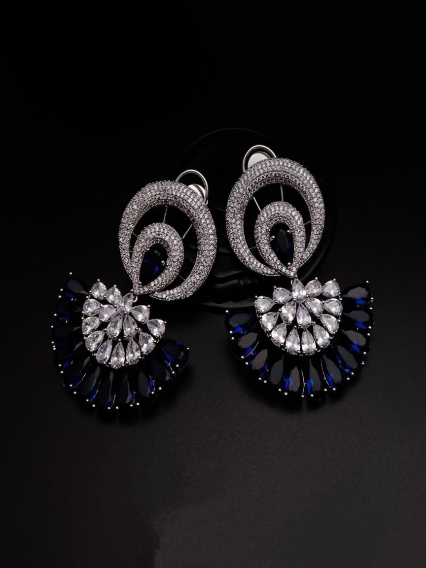 EARRINGS IN AMERICAN DIAMOND JEWELLERY STYLE | DESIGN - 41408