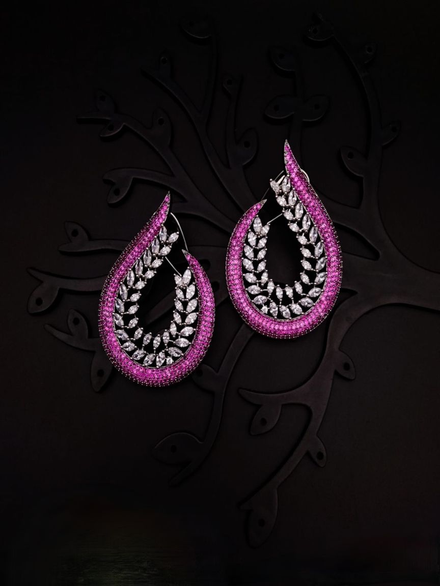 EARRINGS IN AMERICAN DIAMOND JEWELLERY STYLE | DESIGN - 41409