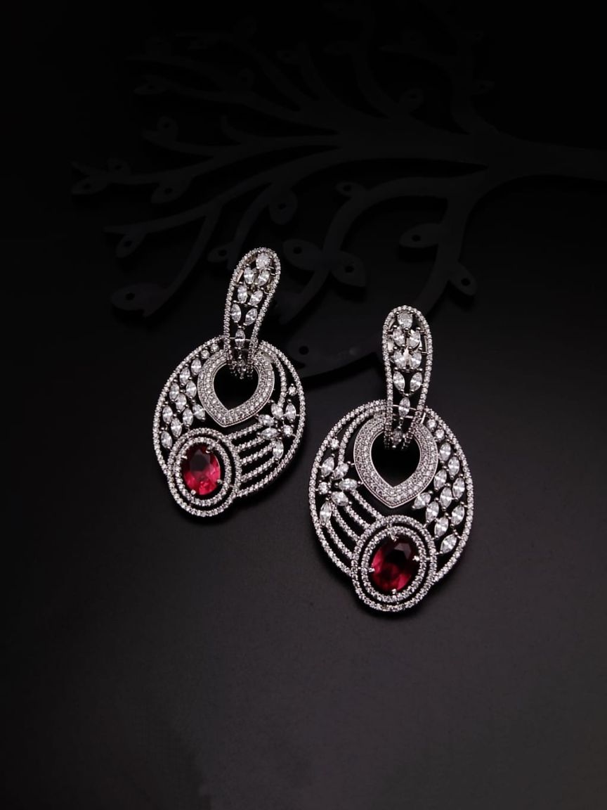EARRINGS IN AMERICAN DIAMOND JEWELLERY STYLE | DESIGN - 41410