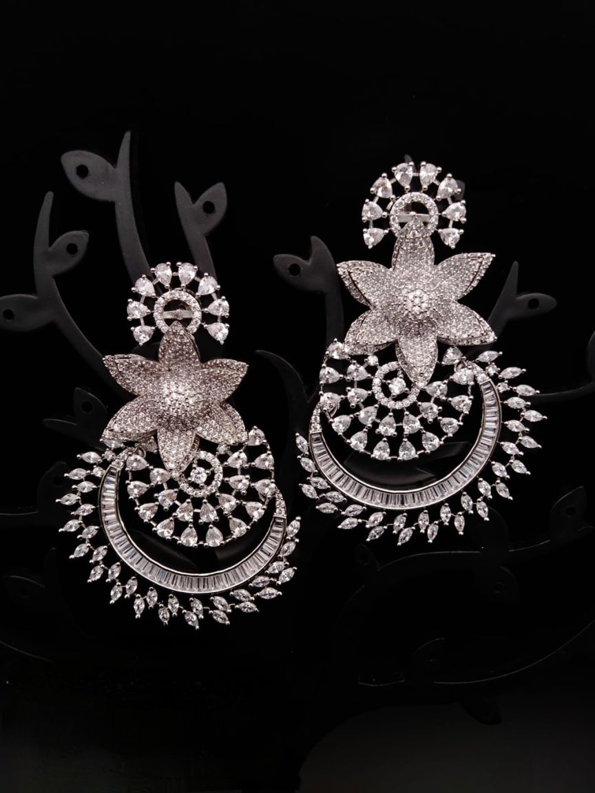 EARRINGS IN AMERICAN DIAMOND JEWELLERY STYLE | DESIGN - 41411