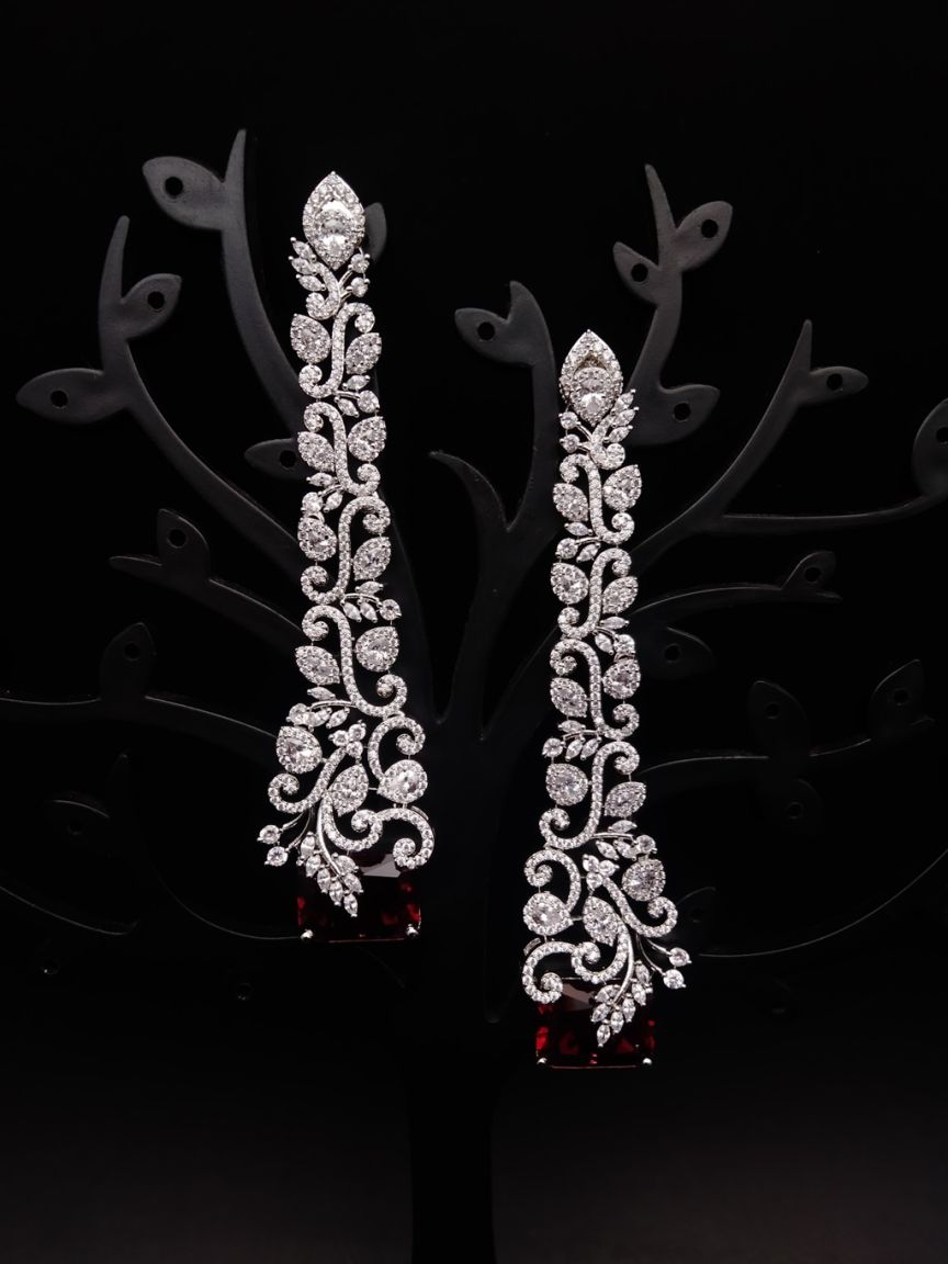 EARRINGS IN AMERICAN DIAMOND JEWELLERY STYLE | DESIGN - 41412