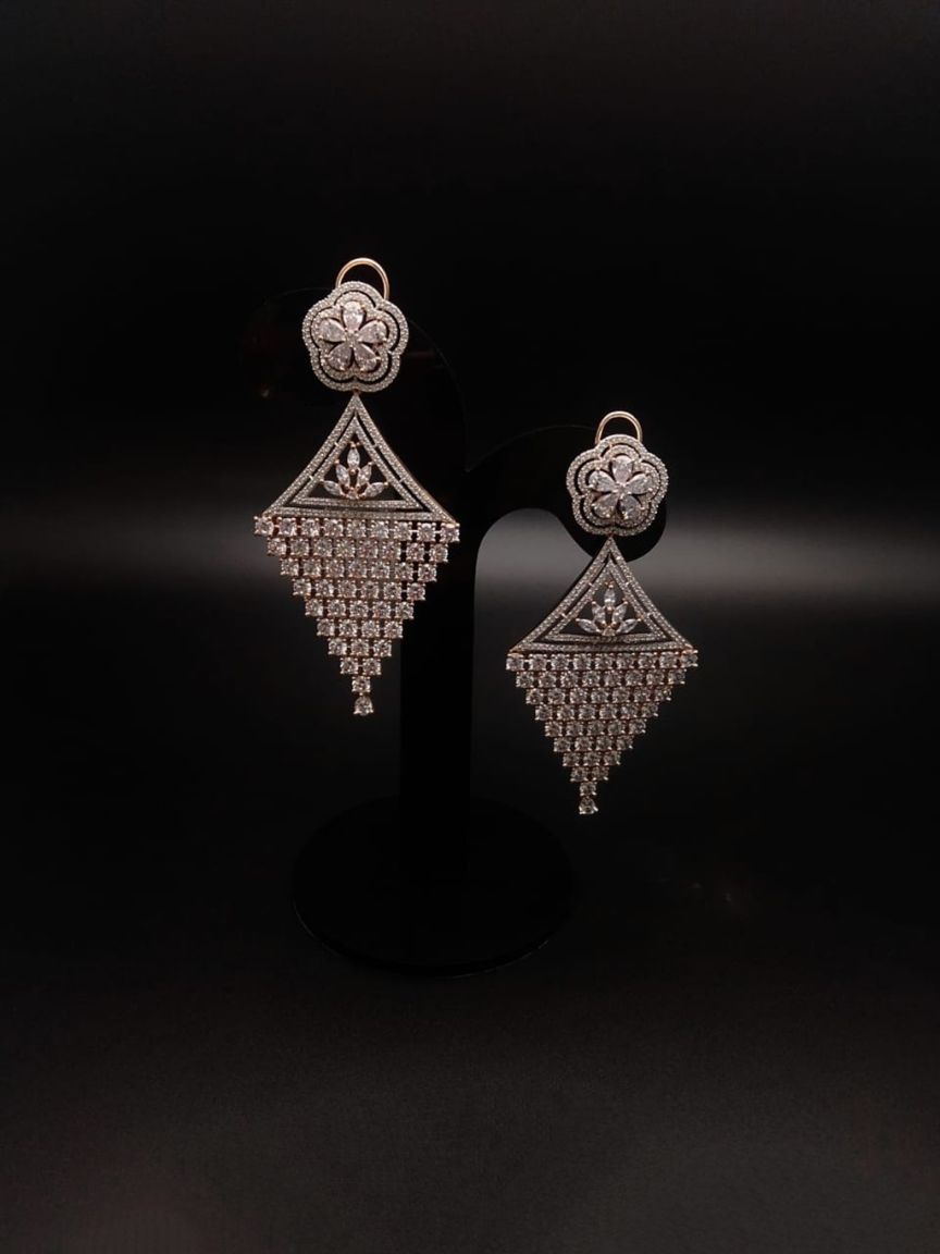 EARRINGS IN AMERICAN DIAMOND JEWELLERY STYLE | DESIGN - 41415