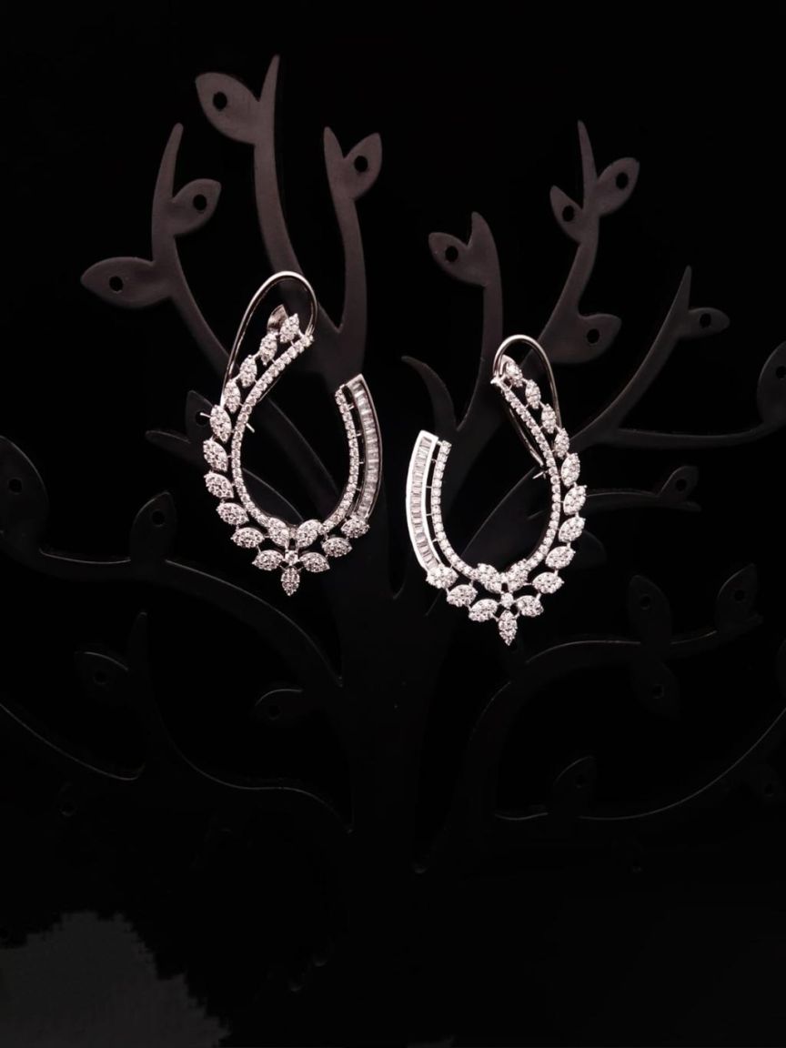 EARRINGS IN AMERICAN DIAMOND JEWELLERY STYLE | DESIGN - 41419