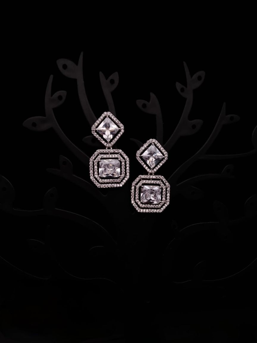 EARRINGS IN AMERICAN DIAMOND JEWELLERY STYLE | DESIGN - 41420