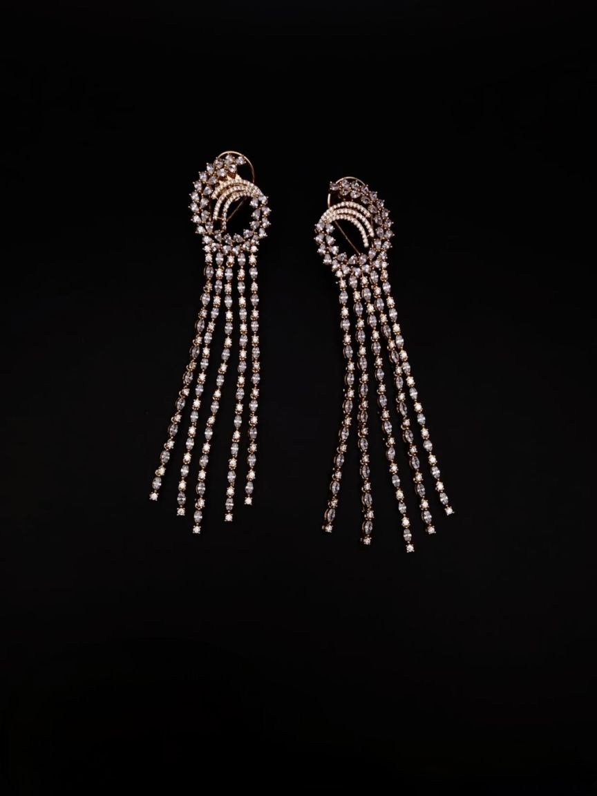EARRINGS IN AMERICAN DIAMOND JEWELLERY STYLE | DESIGN - 41421