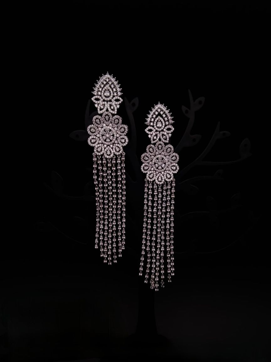 EARRINGS IN AMERICAN DIAMOND JEWELLERY STYLE | DESIGN - 41424