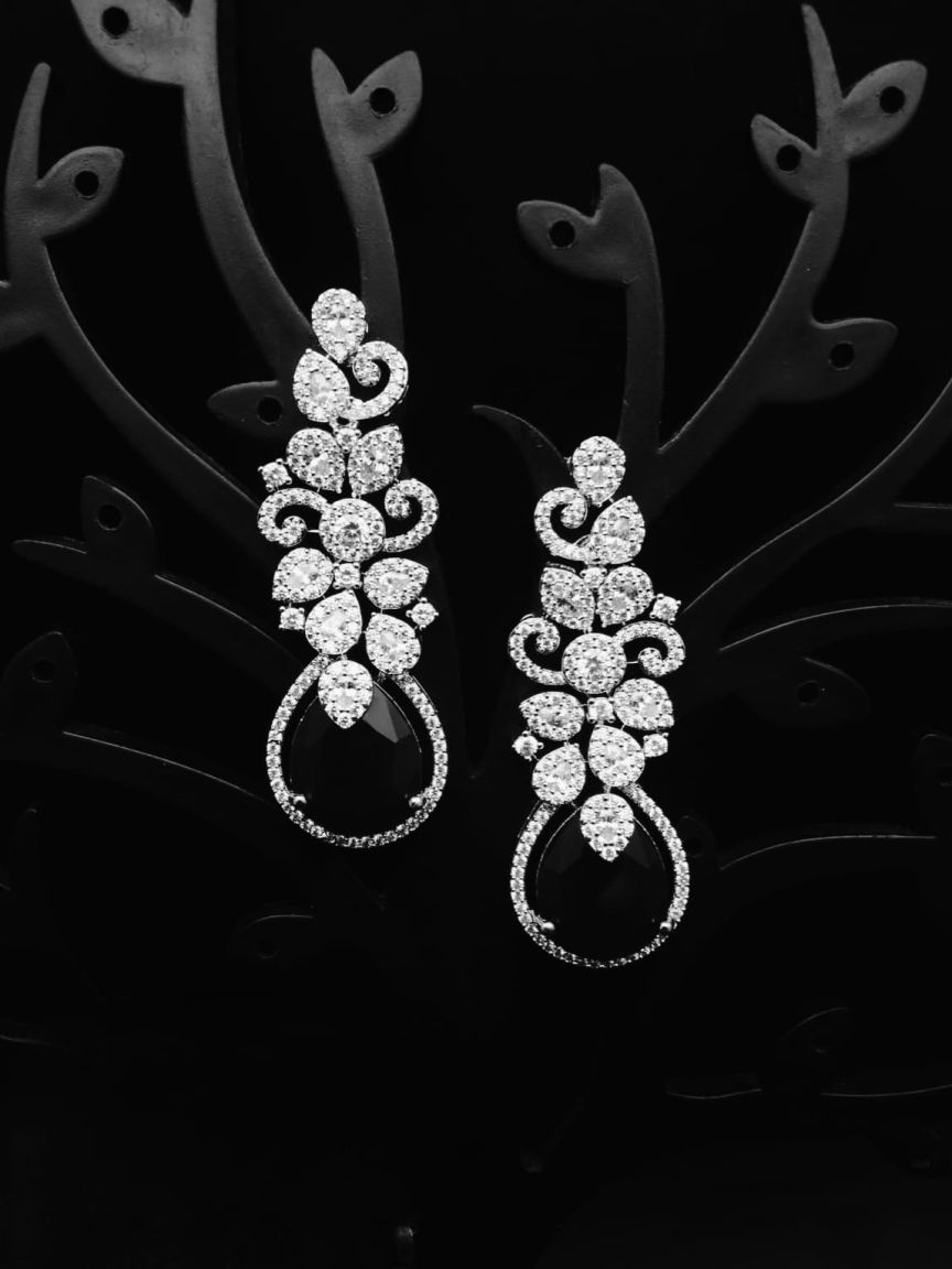 EARRINGS IN AMERICAN DIAMOND JEWELLERY STYLE | DESIGN - 41426