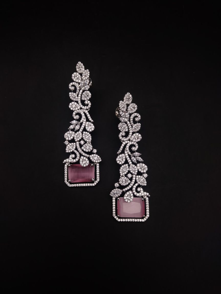 EARRINGS IN AMERICAN DIAMOND JEWELLERY STYLE | DESIGN - 41428