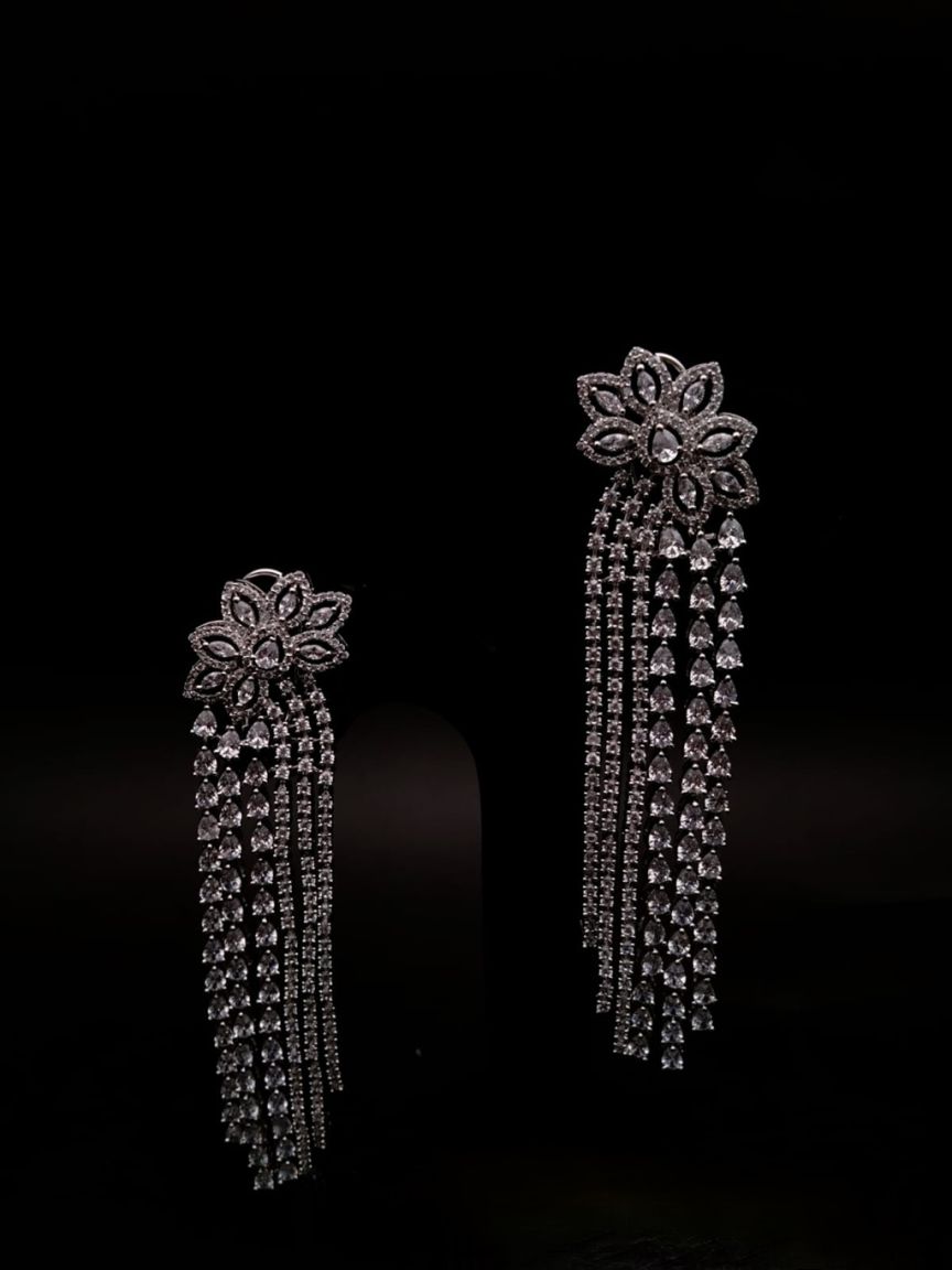 EARRINGS IN AMERICAN DIAMOND JEWELLERY STYLE | DESIGN - 41430