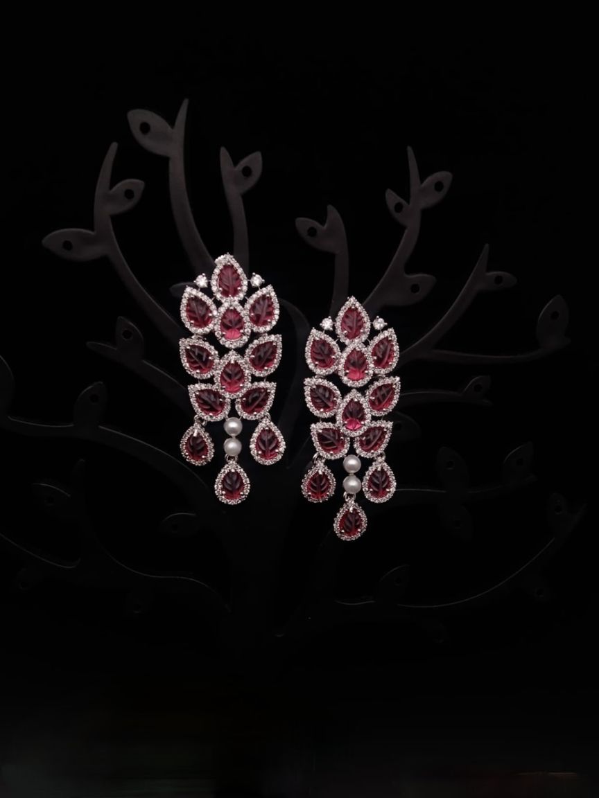 EARRINGS IN AMERICAN DIAMOND JEWELLERY STYLE | DESIGN - 41433