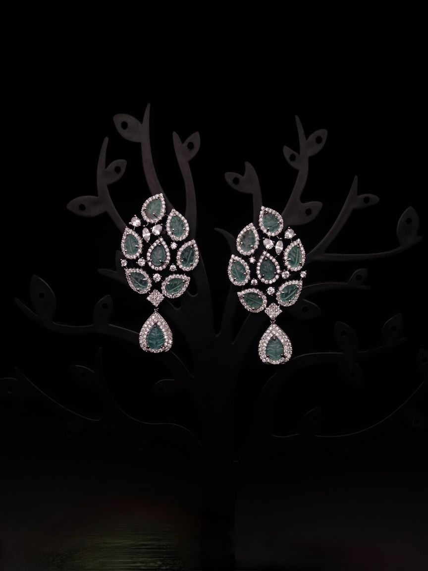 EARRINGS IN AMERICAN DIAMOND JEWELLERY STYLE | DESIGN - 41434