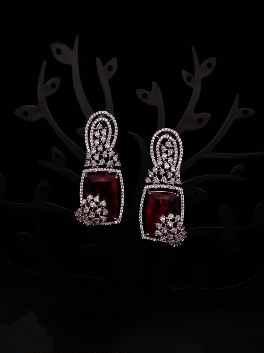 EARRINGS IN AMERICAN DIAMOND JEWELLERY STYLE | DESIGN - 41437