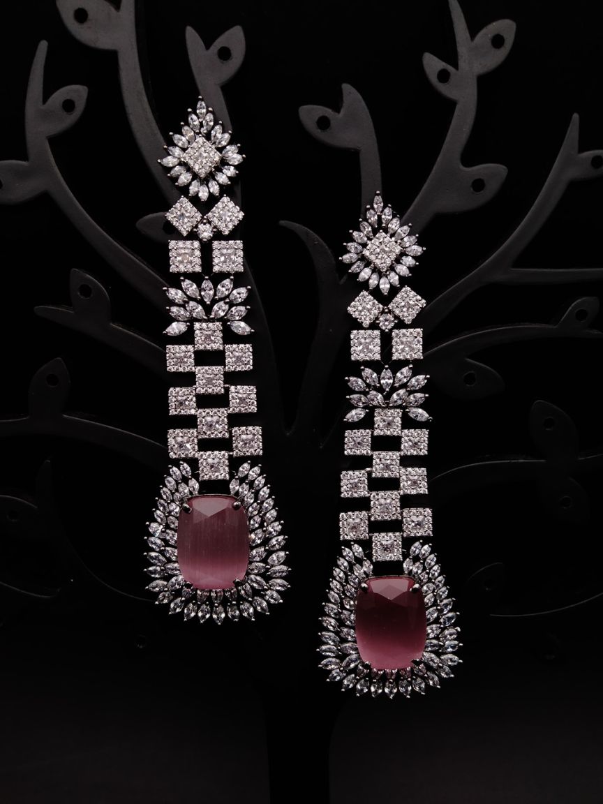EARRINGS IN AMERICAN DIAMOND JEWELLERY STYLE | DESIGN - 41438