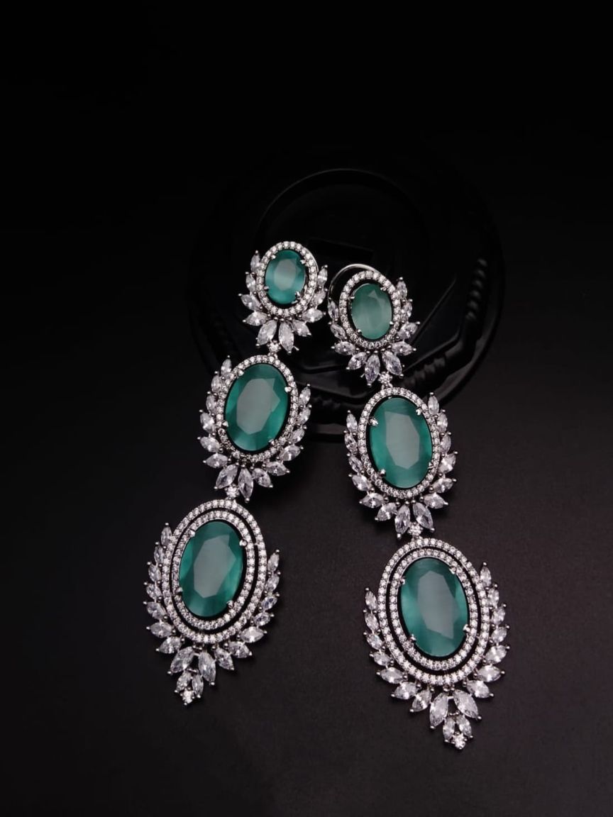 EARRINGS IN AMERICAN DIAMOND JEWELLERY STYLE | DESIGN - 41440