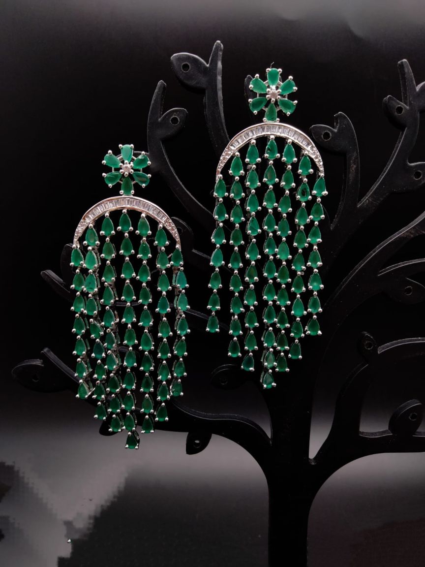 EARRINGS IN AMERICAN DIAMOND JEWELLERY STYLE | DESIGN - 41441