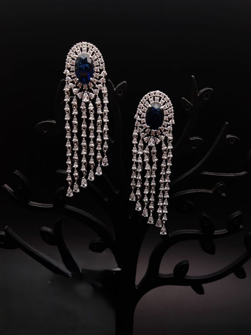 EARRINGS IN AMERICAN DIAMOND JEWELLERY STYLE | DESIGN - 41442