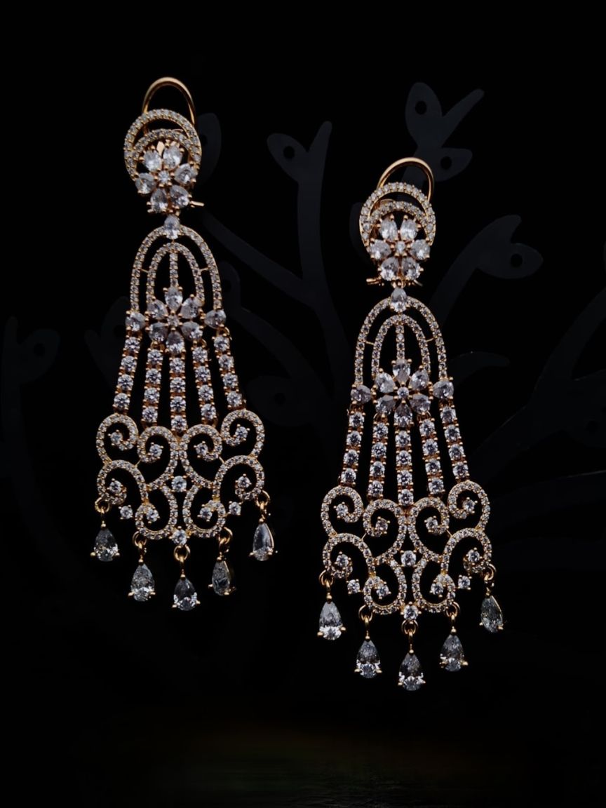 EARRINGS IN AMERICAN DIAMOND JEWELLERY STYLE | DESIGN - 41443