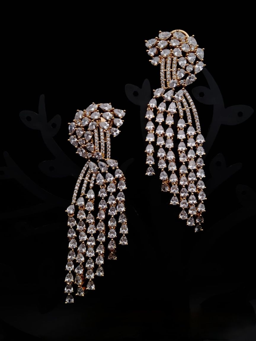 EARRINGS IN AMERICAN DIAMOND JEWELLERY STYLE | DESIGN - 41444
