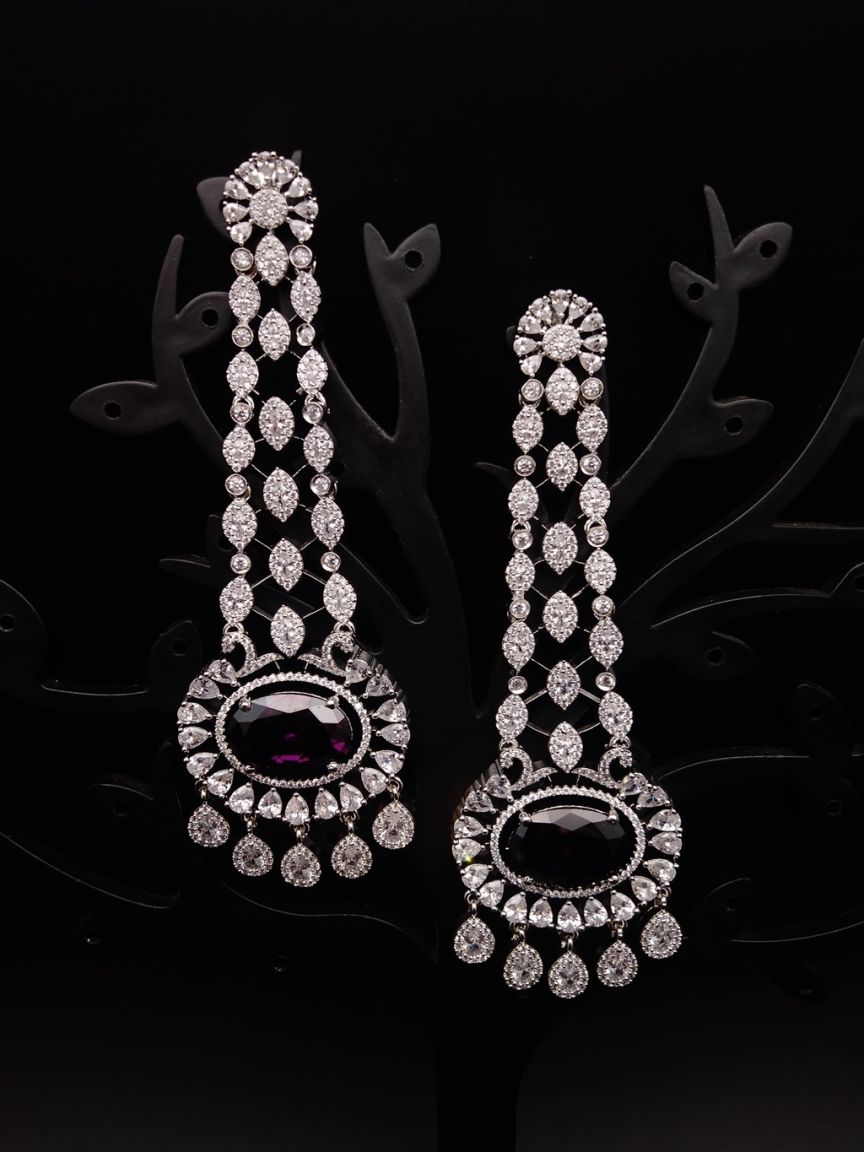 EARRINGS IN AMERICAN DIAMOND JEWELLERY STYLE | DESIGN - 41445