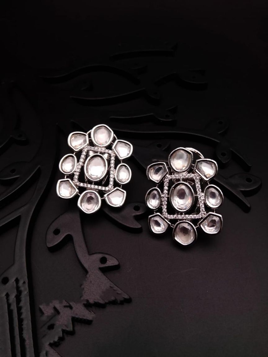 EARRINGS IN AMERICAN DIAMOND JEWELLERY STYLE | DESIGN - 41450