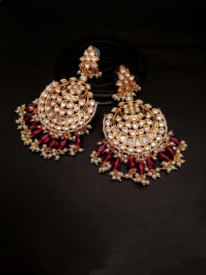 EARRINGS IN KUNDAN (VILANDI) STYLE | DESIGN - 80059